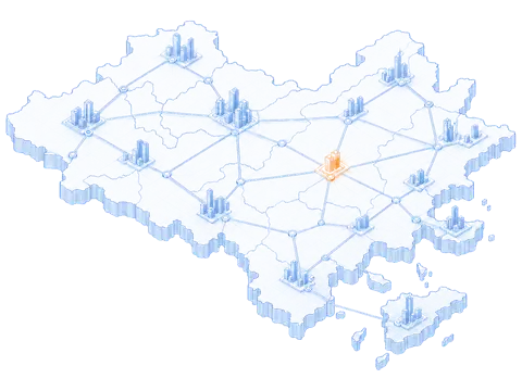 Условная карта региона: города-узлы со зданиями, линии связей между ними, один узел выделен